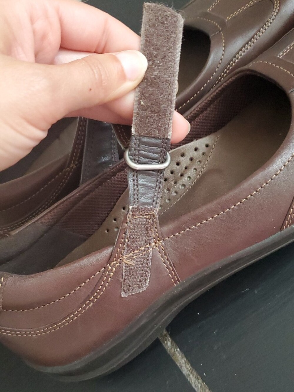 Ecco Women's Dark Brown Mary Jane Flats Sz 6.5 Career Casual Confort Active - Picture 9 of 13